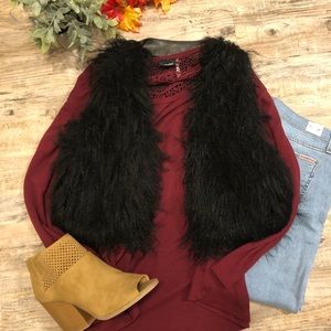 🖤 Free People Faux Fur Vest Black